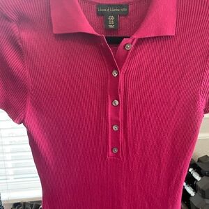 House of Harlow 1960 Vibrant Pink Ribbed Shirt